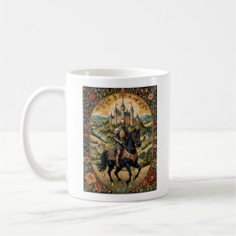 portrait chevalier en armure dans un cadre fleuri kaffemugg