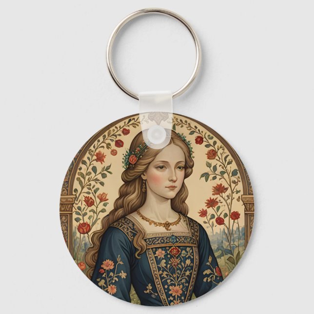Portrait Dame au jardin moyen-âge renaissance Nyckelring (Framsida)
