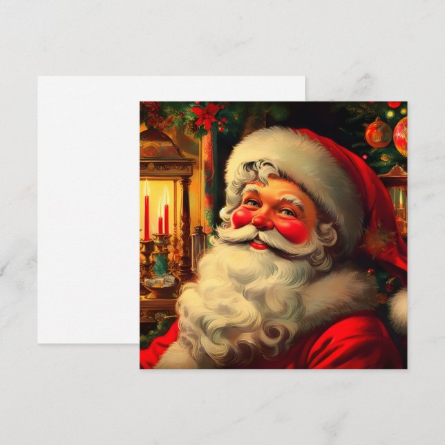 Portrait de Noël du Père Noël Julkort (Fram/baksida)