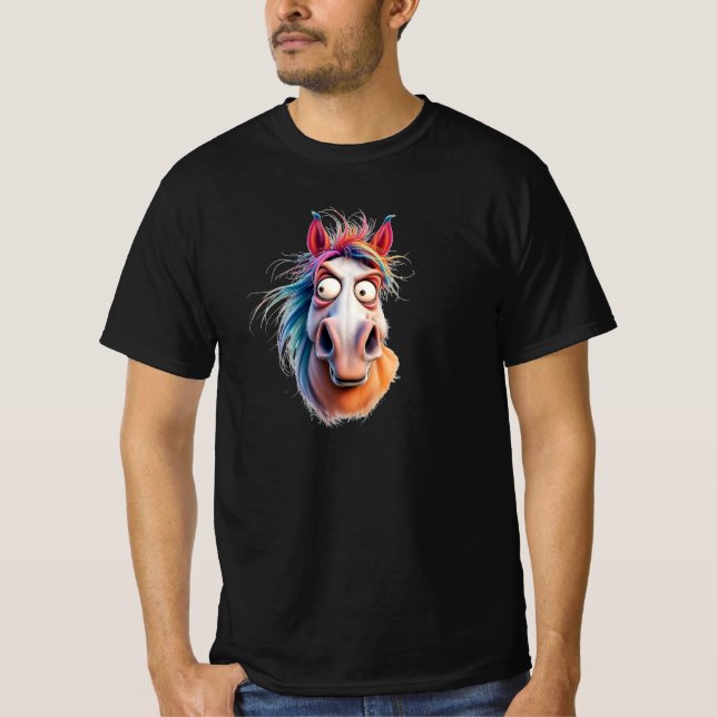 Portrait d'un cheval complètement dingue. t shirt (Framsida)