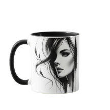 Portrait féminin en noir et blanc.