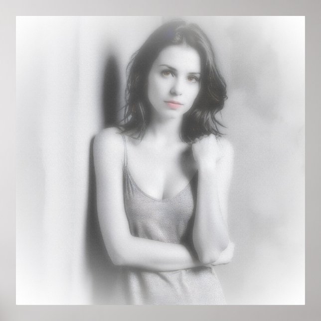 Portrait noir et blanc d'une femme brune.  poster (Framsidan)