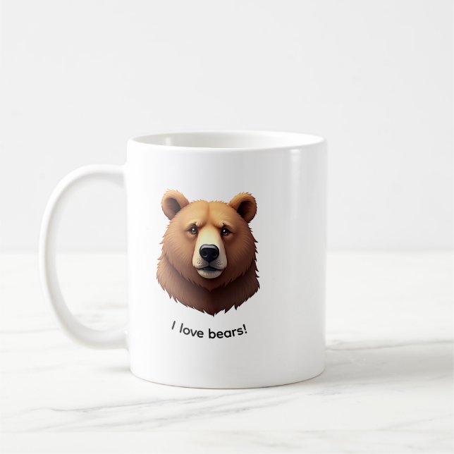 Portrait of a brown bear coffee mug kaffemugg (Vänster)