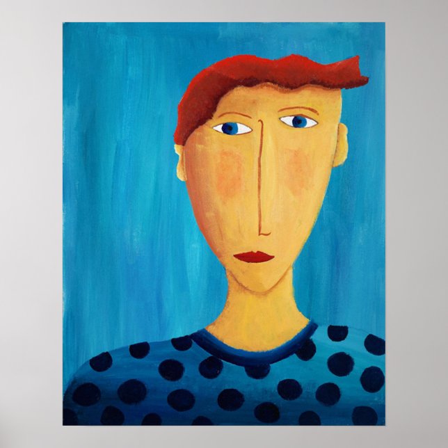 Portrait Of A Man Painting Modern Art Print Poster (Framsidan)