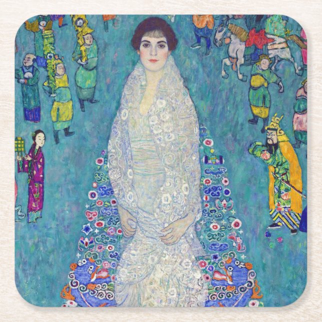 Portrait of Elisabeth Lederer, Gustav Klimt Underlägg Papper Kvadrat (Framsidan)