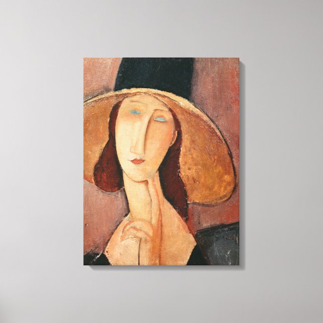 Portrait of Jeanne Hebuterne in a large hat Canvastryck (Framsida)