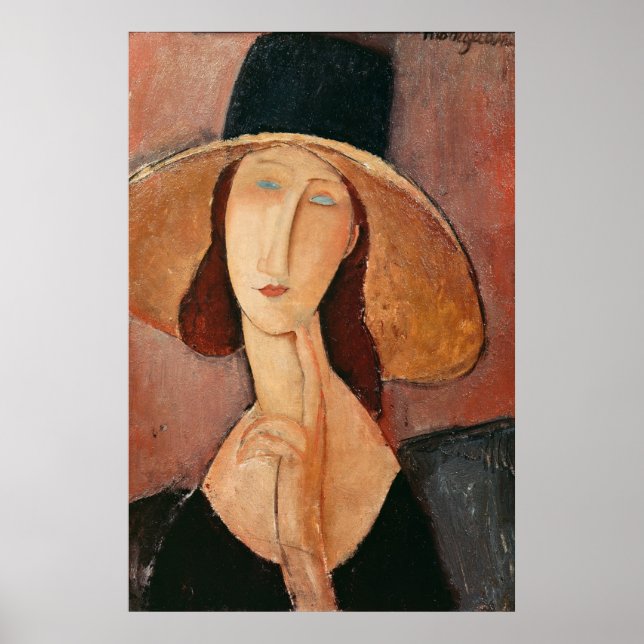 Portrait of Jeanne Hebuterne in a large hat Poster (Framsidan)