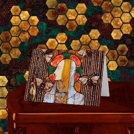 Portrait of St. Gobnait, Patron of Bees, Kort