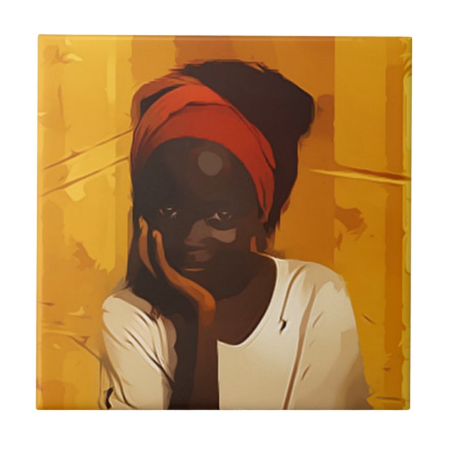Portrait of young african girl kakelplatta (Framsidan)