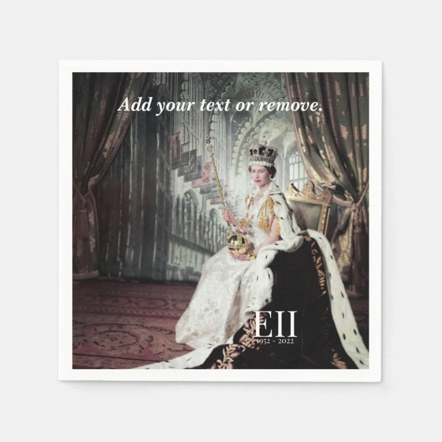 Portrait photograph of Queen Elizabeth 2, Pappersservett (Framsidan)