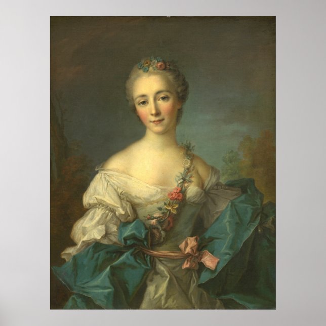 Portrait Young Woman - Jean-Marc Nattier Fine Art Poster (Framsidan)