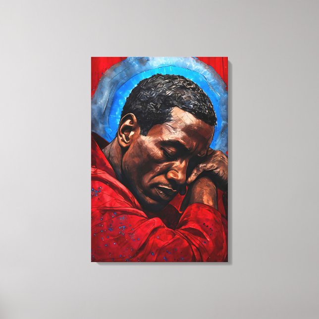 Porträt eines Emotionalen Schwarzen Mannes Canvastryck (Framsida)
