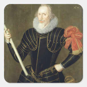 Porträtt, 1593 (olja på panel) fyrkantigt klistermärke
