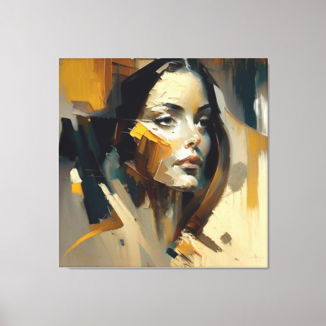 porträtt, abstraktion, vattenfärg, konst, dekor, canvastryck (Framsida)