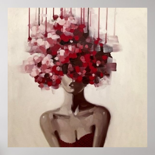 porträtt, abstraktion, vattenfärg, konst, dekor, poster (Framsidan)