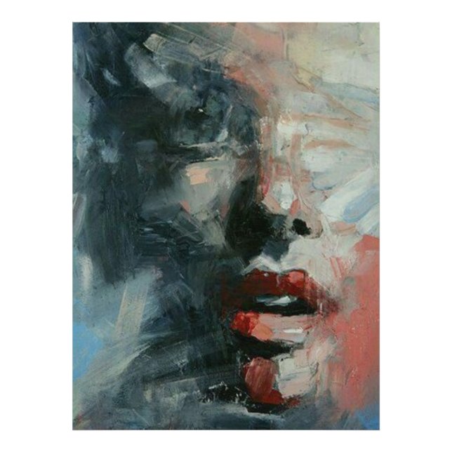 porträtt, abstraktion, vattenfärg, konst, modern k fototryck (Framsidan)