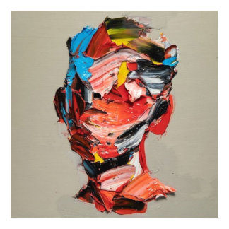 porträtt, abstraktion, vattenfärg, poster teckning