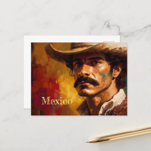 Porträtt art mexican hat mode man fet vykort