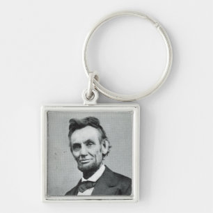 Porträtt av Abe Lincoln 1 Fyrkantig Silverfärgad Nyckelring
