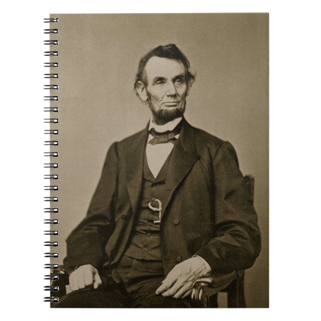 Porträtt av Abraham Lincoln (1809-65) (b-/wfotoet) Anteckningsbok (Framsidan)