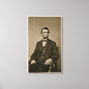 Porträtt av Abraham Lincoln (1809-65) (b-/wfotoet Canvastryck