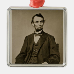 Porträtt av Abraham Lincoln (1809-65) (b-/wfotoet Julgransprydnad Metall