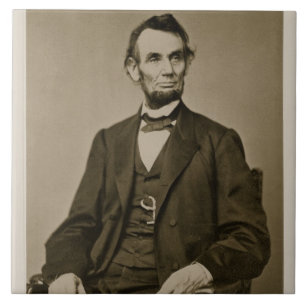 Porträtt av Abraham Lincoln (1809-65) (b-/wfotoet Kakelplatta