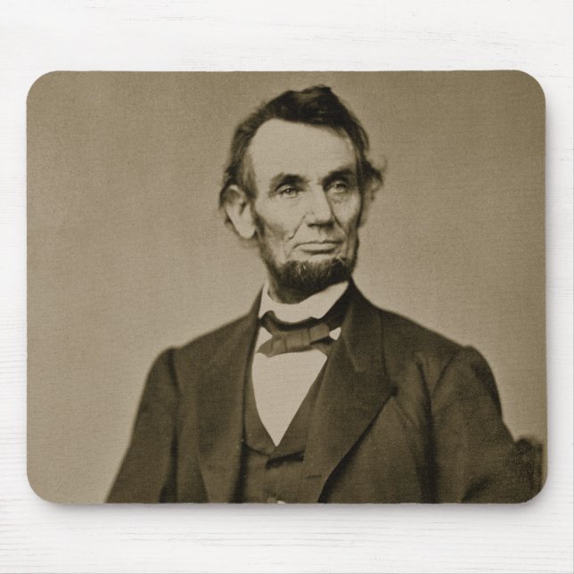 Porträtt av Abraham Lincoln (1809-65) (b-/wfotoet) Musmatta (Framsidan)