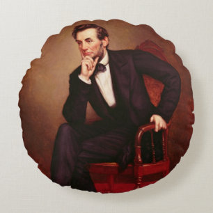 Porträtt av Abraham Lincoln Rund Kudde