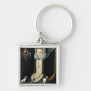 Porträtt av Adriana skåpbil Nesse, 1611 Fyrkantig Silverfärgad Nyckelring