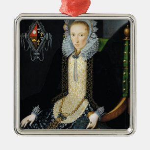 Porträtt av Adriana skåpbil Nesse, 1611 Julgransprydnad Metall
