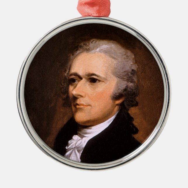 Porträtt av Alexander Hamilton av John Trumbull Julgransprydnad Metall (Framsidan)