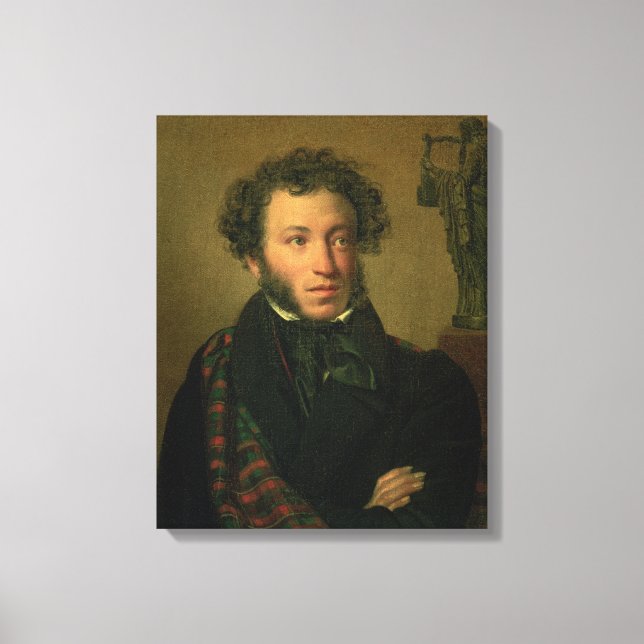 Porträtt av Alexander Pushkin, 1827 Canvastryck (Framsida)