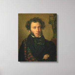 Porträtt av Alexander Pushkin, 1827 Canvastryck