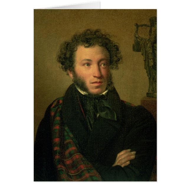 Porträtt av Alexander Pushkin, 1827 Hälsningskort (Framsidan)