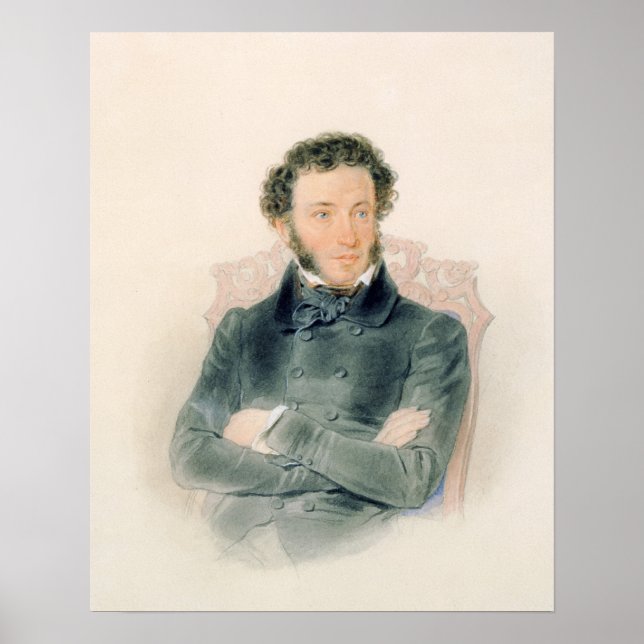 Porträtt av Alexander Pushkin 1836 Poster (Framsidan)