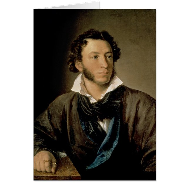 Porträtt av Alexander Pushkin Hälsningskort (Framsidan)
