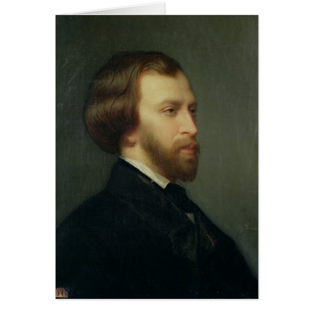 Porträtt av Alfred de Musset Hälsningskort (Framsidan)
