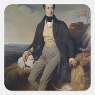 Porträtt av Alphonse de Lamartine 1830 Fyrkantigt Klistermärke