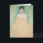 Porträtt av Amalie Zuckerkandl av Gustav Klimt Kort<br><div class="desc">Den ofullbordade porträttet av Amalie Zuckerkandl (1917) av Gustav Klimt är en gammal symbolistisk tavla från den viktorianska eran föreställande en sittande kvinna med korslagda armar och en klänning vars kjol flödar ned till golvet och är uppdragen över axeln. Konstkritiker förutspår att denna tavla skulle ha använt Klimts klassiska förgyllningsteknik....</div>