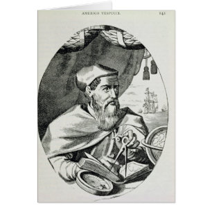 Porträtt av Amerigo Vespucci Hälsningskort