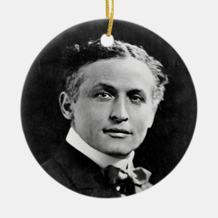 Porträtt av amerikantrollkarlen Harry Houdini Julgransprydnad Keramik