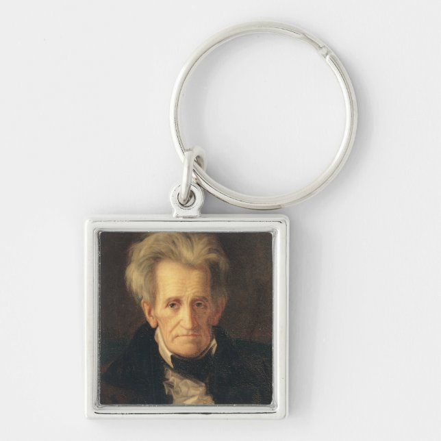 Porträtt av Andrew Jackson Fyrkantig Silverfärgad Nyckelring (Framsidan)