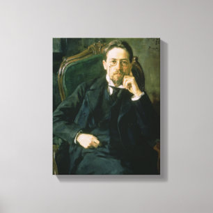 Porträtt av Anton Pavlovich Chekhov, 1898 Canvastryck