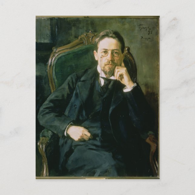 Porträtt av Anton Pavlovich Chekhov, 1898 Vykort (Framsida)