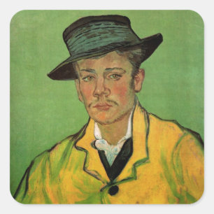 Porträtt av Armand Roulin av Vincent van Gogh Fyrkantigt Klistermärke