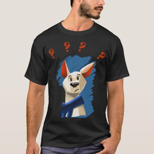 porträtt av att fråga hund på blå bakgrund t shirt (Framsida)