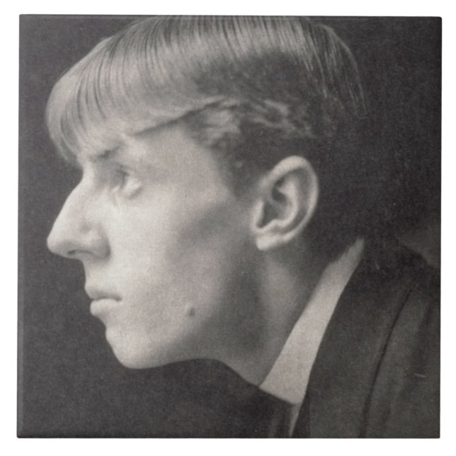Porträtt av Aubrey Beardsley (1872-98) vid Kakelplatta (Framsidan)