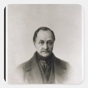 Porträtt av Auguste Comte, fransk filosof Fyrkantigt Klistermärke