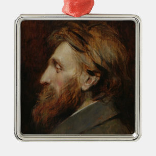Porträtt av Auguste Rodin 1881 Julgransprydnad Metall